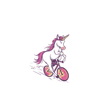unicorn cu bicicletă model alb pe tricou