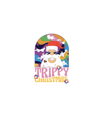 Trippy Christmas model negru pe tricou