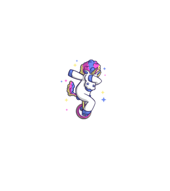 Unicorn pe monociclu model negru pe tricou