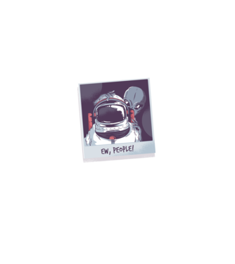 Ew, Oameni - Astronaut cu extraterestru model negru pe tricou