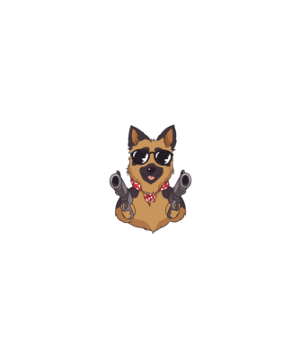 Pew Pew Pew Madafakas Ciobănesc german model negru pe tricou