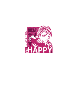 'I''m happy fată Anime antisocială' model albastru închis pe tricou