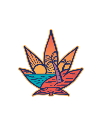 Apus de soare Frunză de marijuana model alb pe tricou