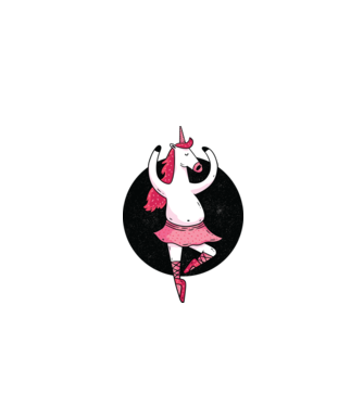 Unicorn Balet model alb pe tricou