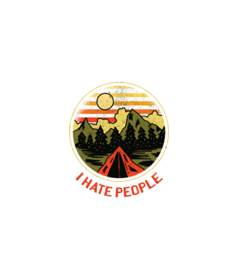 Urăsc oamenii tricou de camping model negru pe tricou
