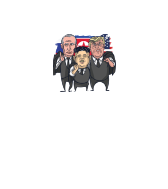 Trump, Putin, Kim - trei prieteni buni model alb pe tricou