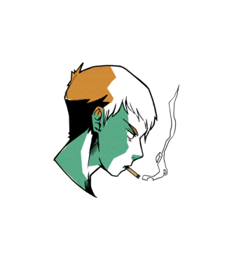 Anime băiat fumător model alb pe tricou