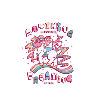 Orice este posibil Unicorn model alb pe tricou