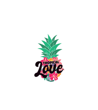 Ananas Tropical Love model alb pe tricou