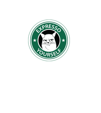 Expresso Yourself tricou Pisică cu cafea model negru pe tricou