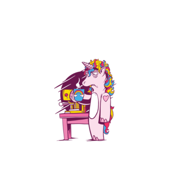 Unicorn Cafea model alb pe tricou
