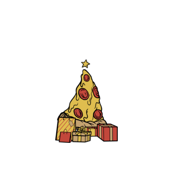 Pizza pom de Crăciun model albastru închis pe tricou