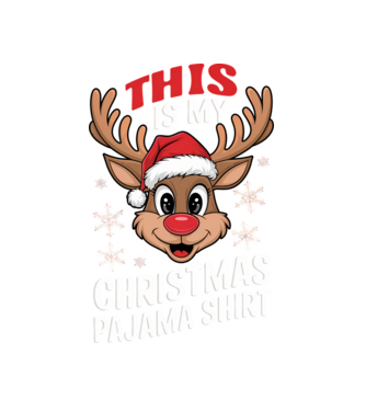 Christmas Pajama Reindeer Negru model alb pe tricou