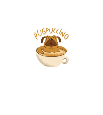 Pugpuccino Capuccino cu Mops model negru pe tricou