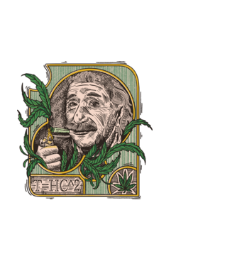 Einstein Marijuana THC model negru pe tricou