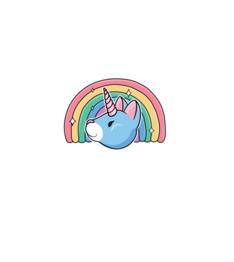 Pisică Unicorn model turcoaz pe tricou