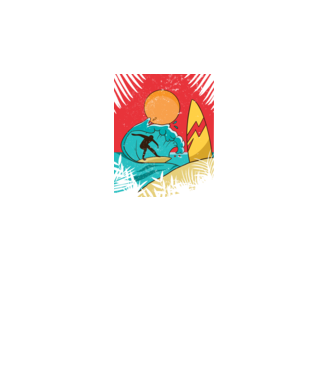 Afiș Surf model turcoaz pe tricou