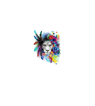 lion color jungle model alb pe tricou