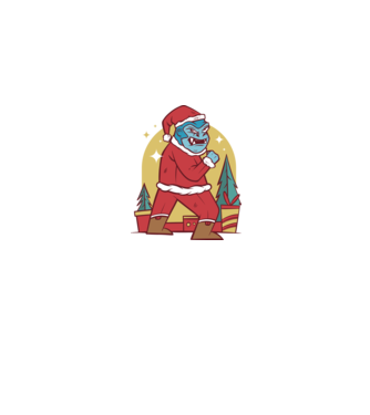 Gorila Santa model gri pe tricou