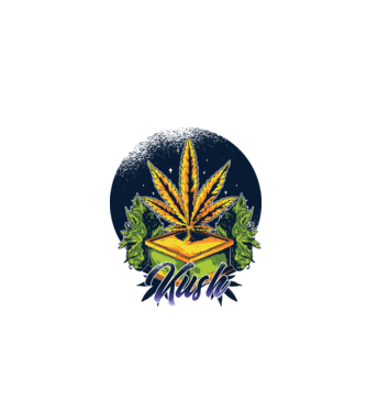 Marijuana Kush model albastru închis pe tricou