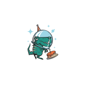 Astronaut T-rex Ziua de naștere model negru pe tricou