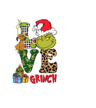 Love Grinch model negru pe tricou