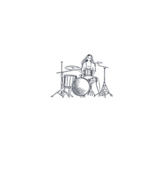 Fată Bateristă model alb pe tricou