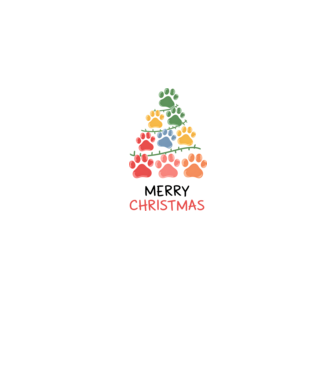 Merry Christmas Paws Alb model alb pe tricou