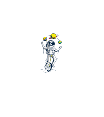 Jongler Astronaut model albastru deschis pe tricou