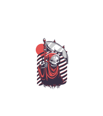 Moartea - Grim Reaper model alb pe tricou