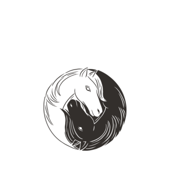 Călăreț Yin Yang model alb pe tricou