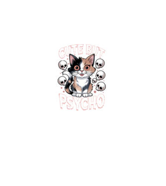 Cute, but Psycho pisică Negru model negru pe tricou