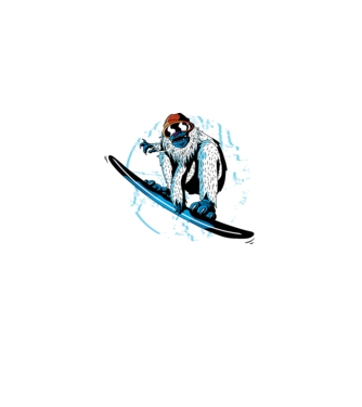 Yeti Snowboarder model alb pe tricou