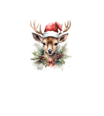 Festive Reindeer model alb pe tricou