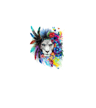 lion color jungle model alb pe tricou
