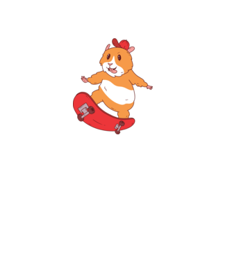 Hamster Skateboarder model albastru deschis pe tricou