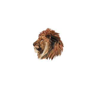 lion polygon model gri pe tricou