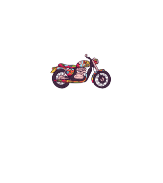 Motociclist Hippi model negru pe tricou