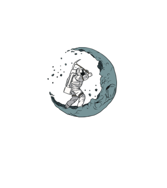Astronaut pe Lună model negru pe tricou