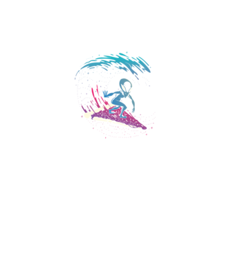 Alien Pizza Surf tricou amuzant model negru pe tricou