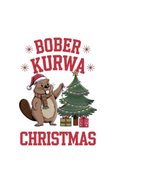 Bober Kurwa Christmas 3 model alb pe tricou