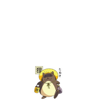 Tanuki Yokai model alb pe tricou