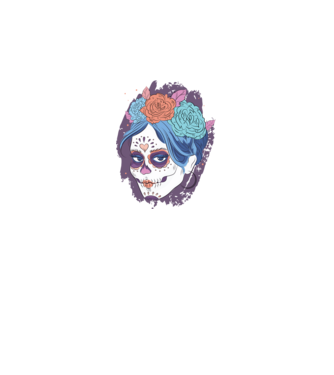 Dia de Los Muertos - Craniu cu flori model negru pe tricou