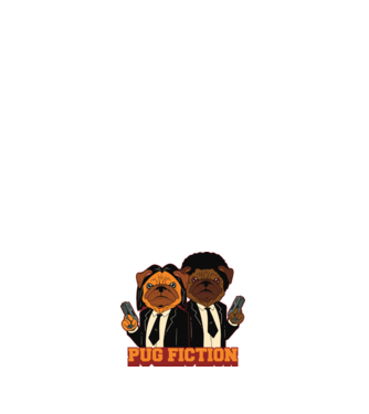 Pug Fiction Pugs Mops Pulp Fiction parodie model negru pe tricou