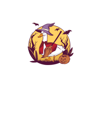 Gâscă Halloween model alb pe tricou