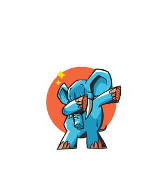 Elefant DAB model negru pe tricou