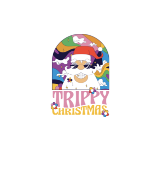 Trippy Christmas model negru pe tricou