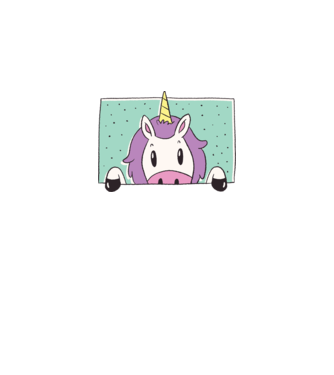 Unicorn curios model alb pe tricou