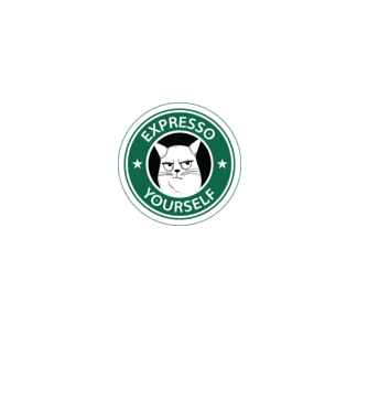 Expresso Yourself tricou Pisică cu cafea model negru pe tricou