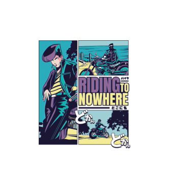 Anime Vaporwave Riding Nowhere model alb pe tricou
